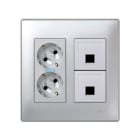 Simon - Plaque VDM plate sans volet anti-poussière - 1xRJ45- AMP/BR/SY/KR/BE - Aluminium