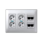Simon - Plaque VDM inclinée sans volet anti-poussière - 2xRJ45 - Aluminium