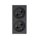 Simon - Double prise 2P+T, bornage auto+vis - Gris graphite
