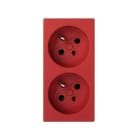 Simon - Double prise 2P+T detrompée, bornage auto+vis - Rouge