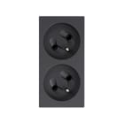 Simon - Double prise 2P+T, bornage 1 click - Gris graphite
