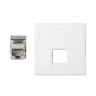 Simon - Plaque VDM plate sans volet anti-poussière 1 connecteur RJ. Cat.6A - Blanc