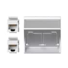 Simon - Plaque CIMA VDM inclinée avec volet 2 x RJ45 Cat. 6 UTP - Aluminium