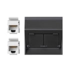 Simon - Plaque CIMA VDM inclinée avec volet 2 x RJ45 Cat. 6 UTP - Gris graphite