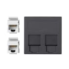 Simon - Plaque CIMA VDM plate avec volet 2 x RJ45 Cat. 6 UTP - Gris graphite