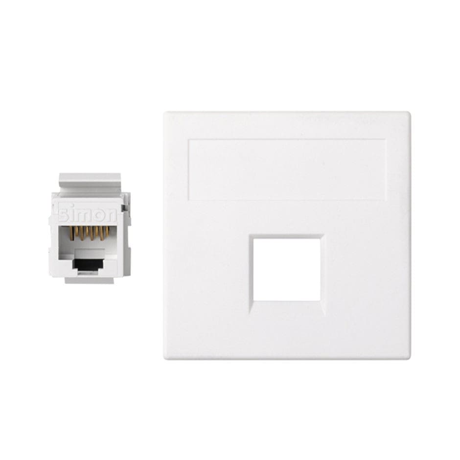 Simon - Plaque CIMA VDM plate sans volet 1 x RJ45 Cat. 6 UTP - Blanc neige