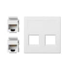 Simon - Plaque CIMA VDM plate sans volet 2 x RJ45 Cat. 6 UTP - Blanc neige