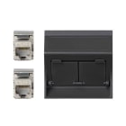 Simon - Plaque CIMA VDM inclinée avec volet 2 x RJ45 Cat. 6 FTP - Gris graphite