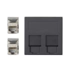 Simon - Plaque CIMA VDM plate avec volet 2 x RJ45 Cat. 6 FTP - Gris graphite