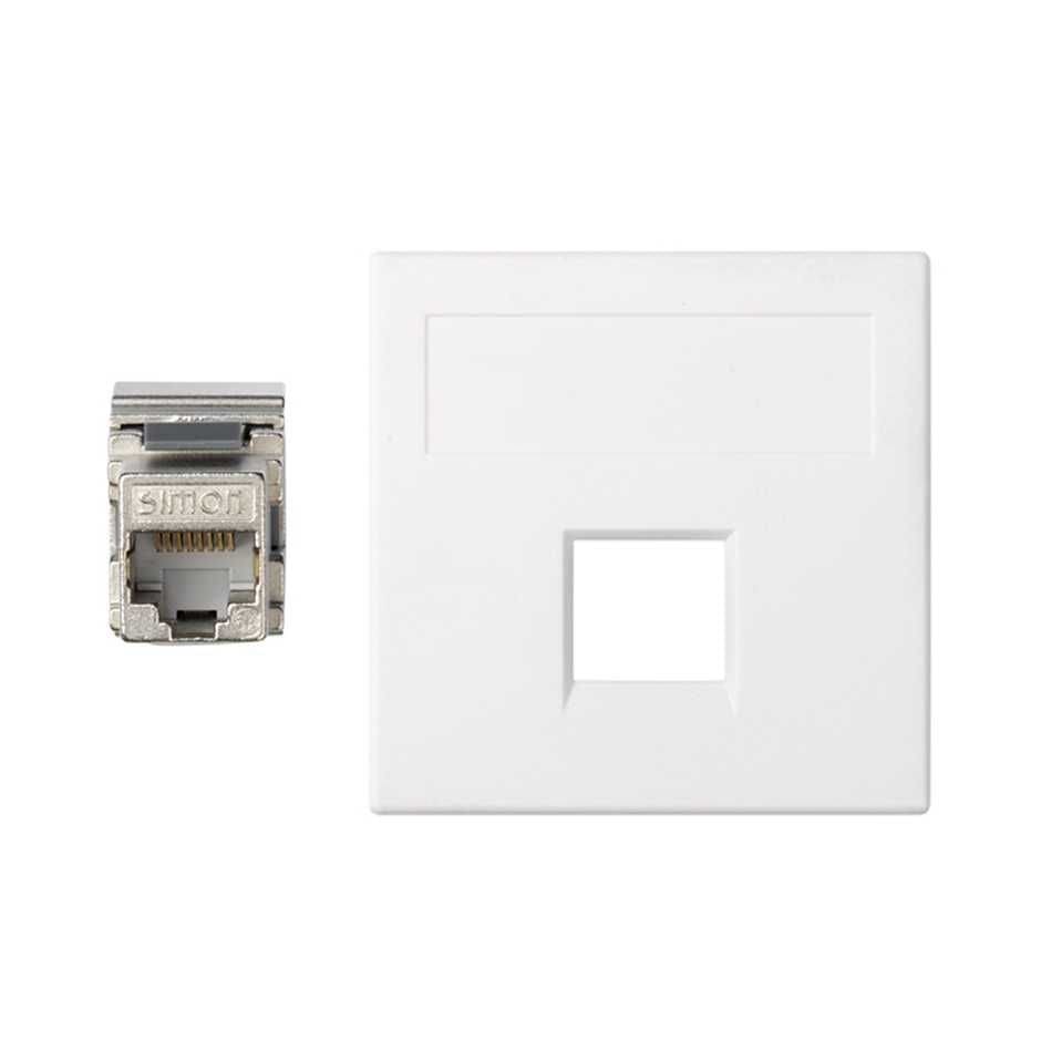 Simon - Plaque CIMA VDM plate sans volet 1 x RJ45 Cat. 6 FTP - Blanc neige