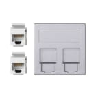 Simon - Plaque CIMA VDM plate avec volet 2 x RJ45 Cat. 5e UTP - Aluminium