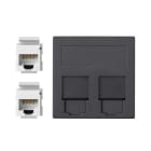 Simon - Plaque CIMA VDM plate avec volet 2 x RJ45 Cat. 5e UTP - Gris graphite