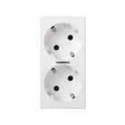Simon - Double prise Schuko bornage 1 click avec LED - Blanc neige