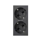 Simon - Double prise Schuko bornage 1 Click avec LED - Gris graphite