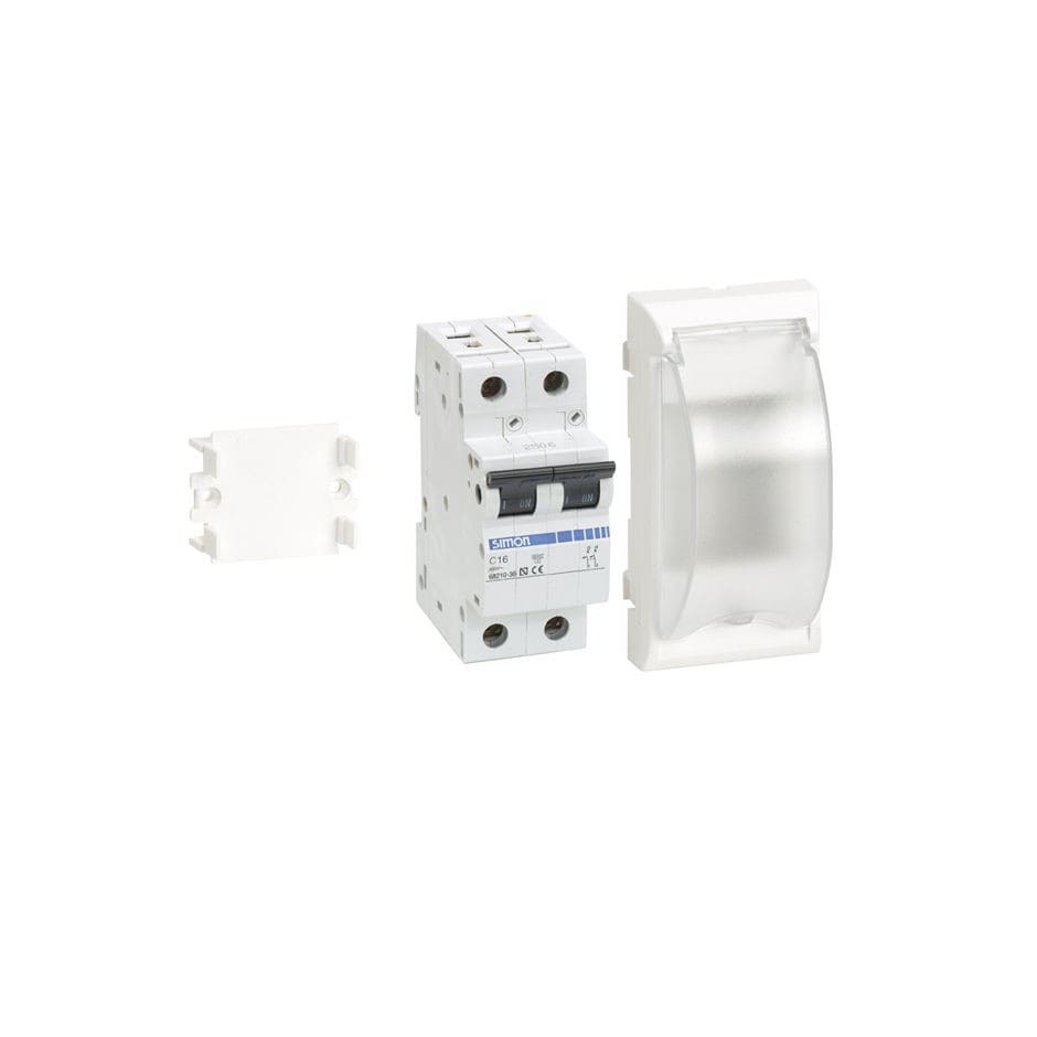 Simon - Plaque CIMA+disjonct bipolaire10A BoîtCIMA PRO/Boît sol CIMA/Goulottes-Bl neige