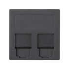 Simon - Plaque CIMA VDM plate avec volets 2 x RJ45 NEXANS® - Gris graphite