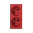 Simon - Double prise 2P+T, bornage auto+vis - Rouge