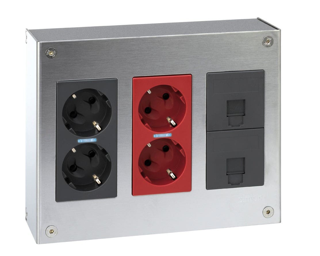 Simon - Kit saillie: 1 prise double CIMA500+1prise double détrompés+2 RJ45 Cat.6A