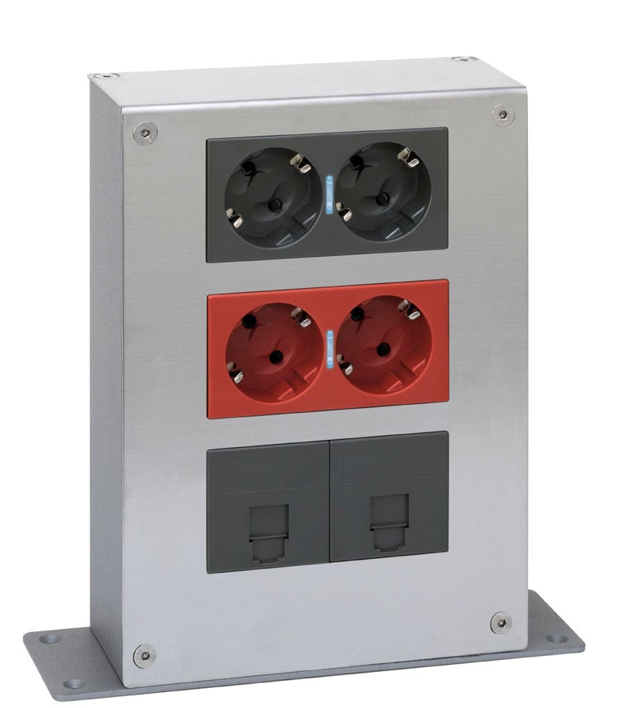 Simon - Kit 1 face 1 prise double CIMA 500+1 prise double CIMA500 détrom+2RJ45 Cat.6A