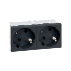 Simon - Prise de courant double Schuko K45 connexion rapide finition noir
