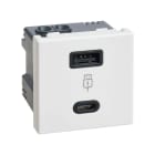 Simon - Chargeur Type A+C USB 18W Quick Charge 1 module K45 finition Blanc
