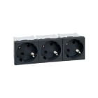 Simon - Prise de courant triple Schuko K45 connexion rapide - noir