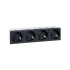 Simon - Prise de courant quadruple Schuko K45 connexion rapide - noir