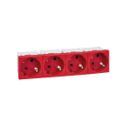 Simon - Prise de courant quadruple Schuko K45 connexion rapide - Rouge