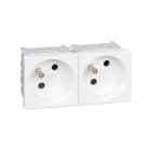 Simon - Prise franç. double 16A 250V~ sécu. + bornage rapide blanc K45