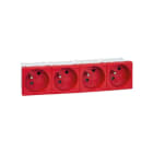 Simon - Prise franç. quadruple 16A 250V~ sécu. + bornage rapide rouge K45