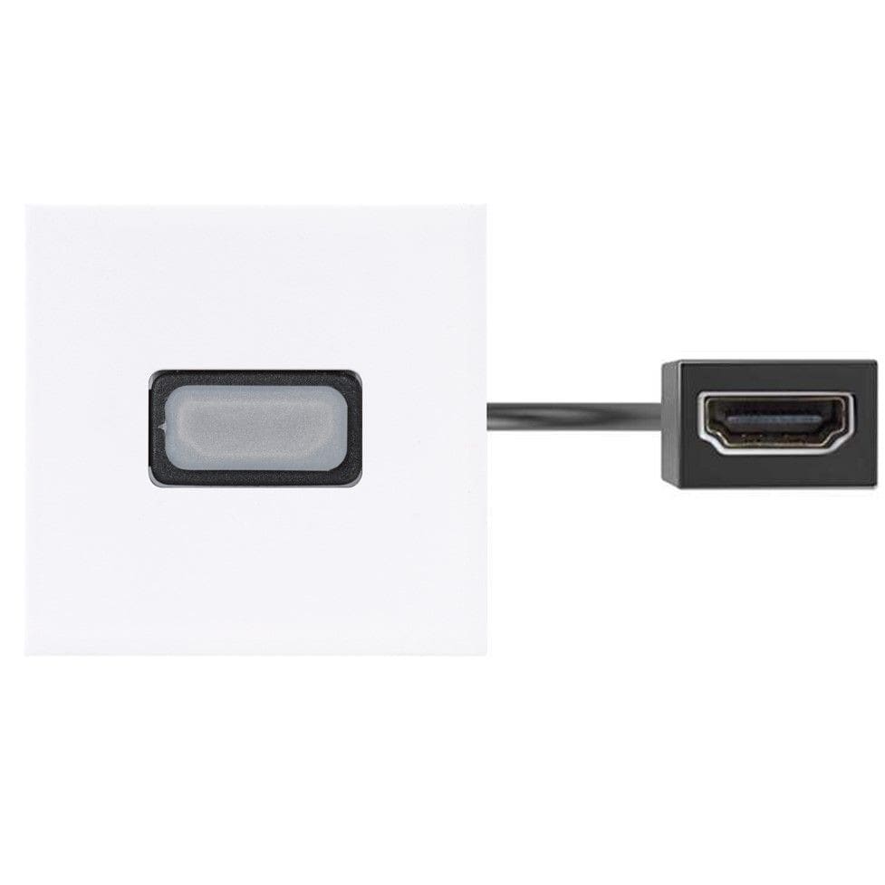Simon - Plaque K45 avec HDMI 2.0 - cordon finition Blanc
