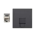 Simon - Plaque K45 VDM plate avec volet 1 x RJ45 F-F  Cat. 6 FTP - Gris noir
