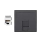 Simon - Plaque K45 VDM plate avec volet 1 x RJ45 F-F  Cat. 6 UTP - Gris noir