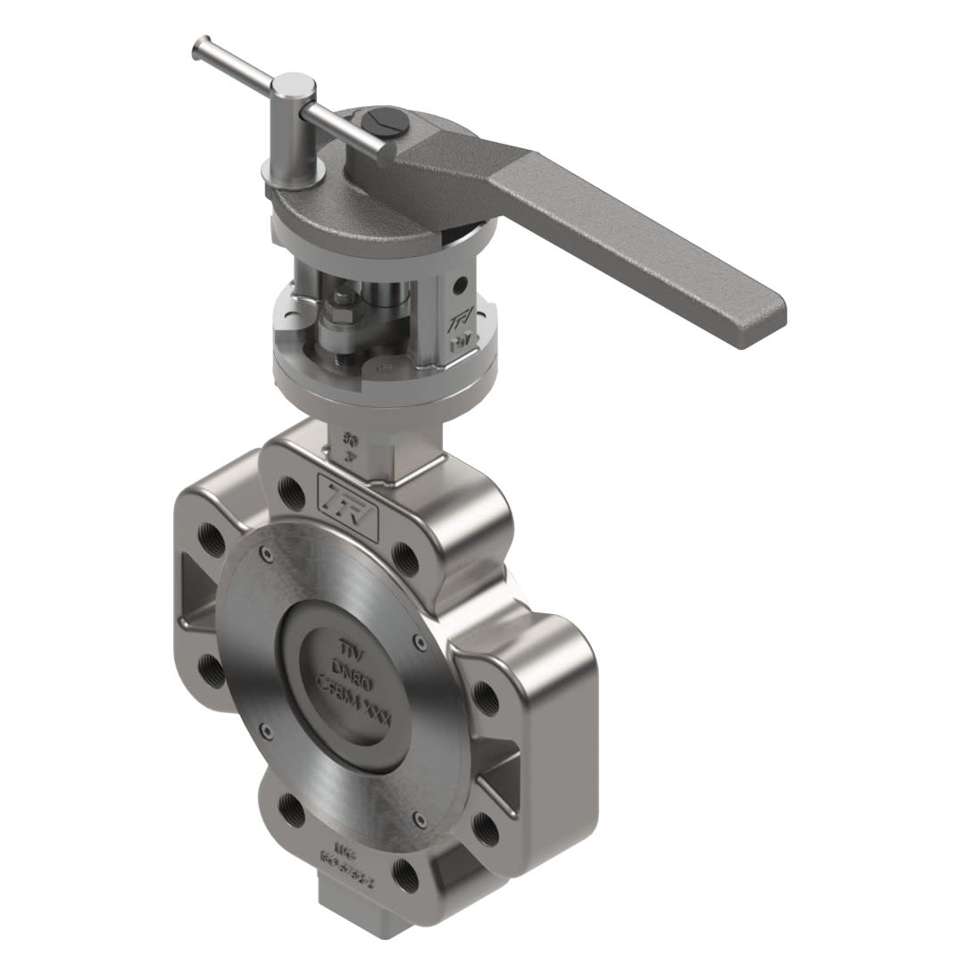 Sferaco - Vanne papillon Lug double excentration 1119L inox, PTFE DN80 à levier PN16