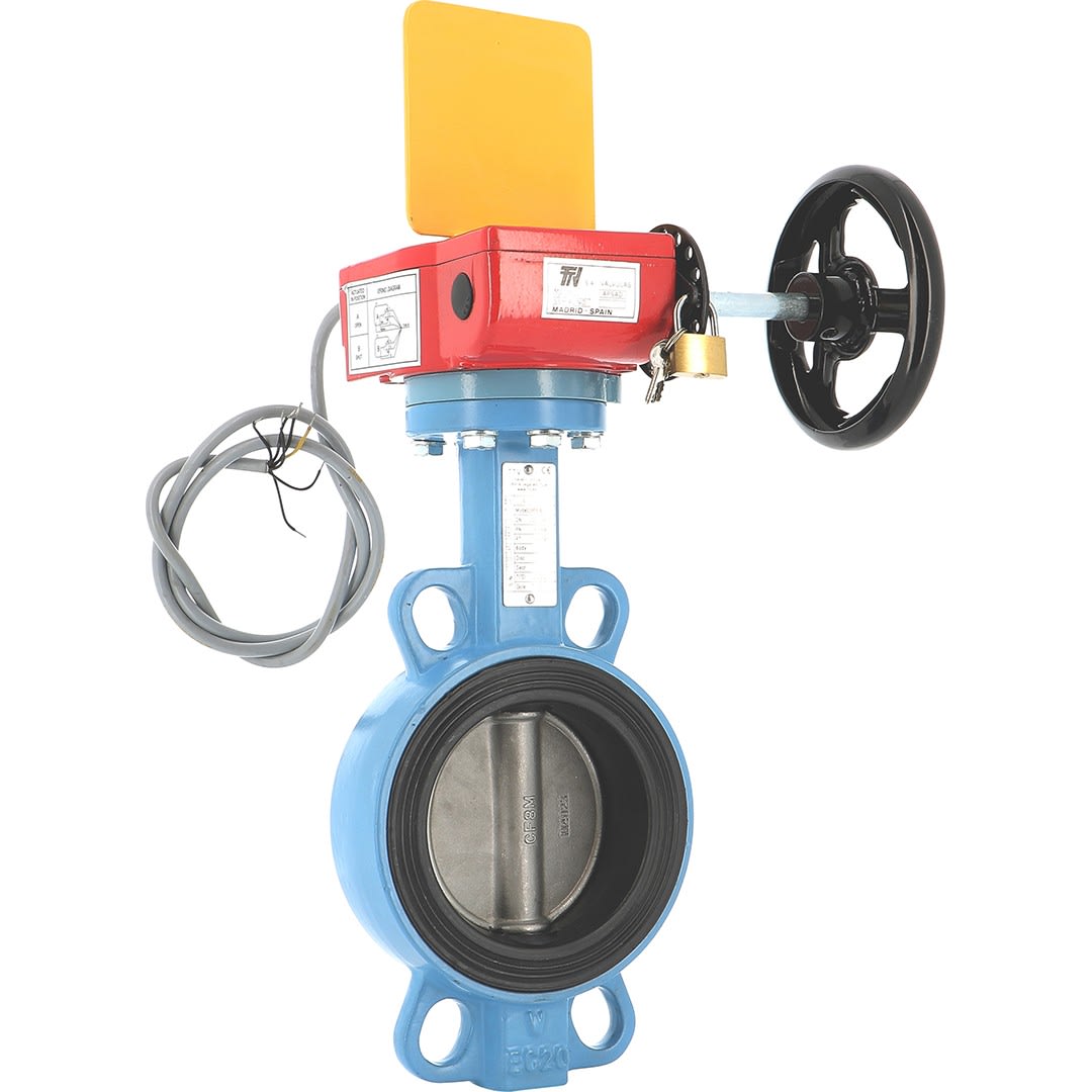 Sferaco - Vanne papillon Wafer TTV CNPP Série 1142, papillon fonte, EPDM DN200 à réducteur