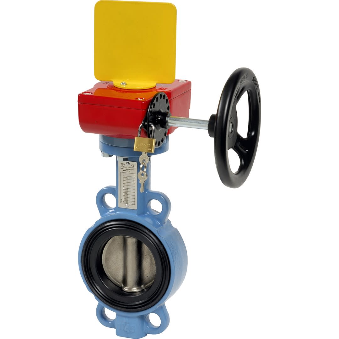 Sferaco - Vanne papillon Wafer TTV CNPP Série 1148, papillon inox, EPDM DN100 à réducteur