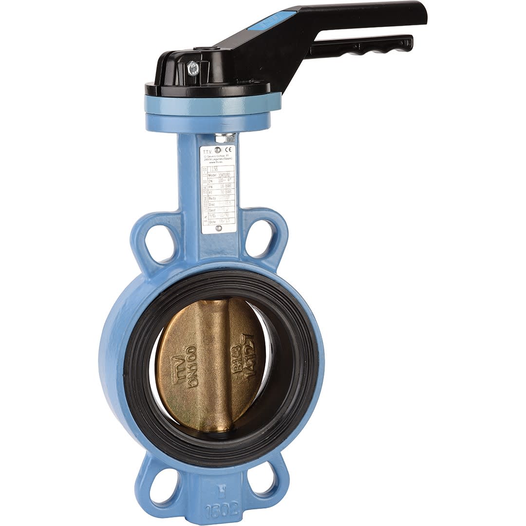 Sferaco - Vanne papillon Wafer TTV Série 1158 Papillon cupro-alu, NBR DN100 à levier