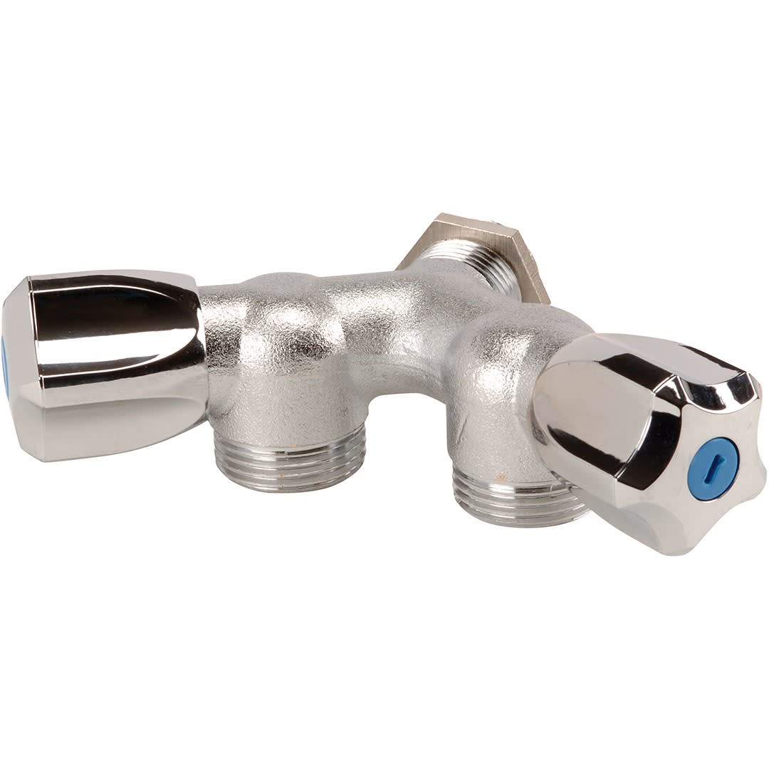 Sferaco - Robinet machine à laver laiton double mâle Y mâle avec écrou 1/2" 1/2"