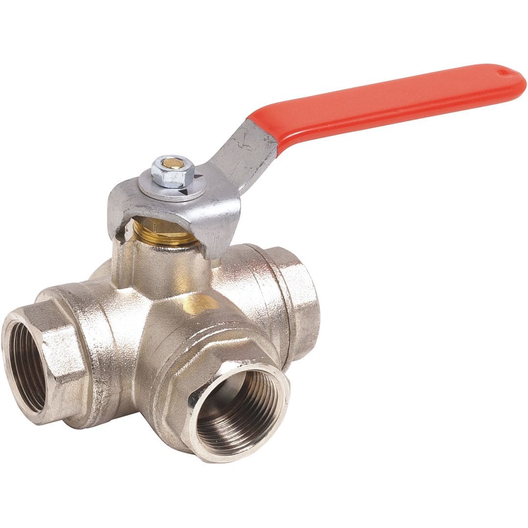 Sferaco - Vanne à sphère laiton 3 voies 2 positions en T Série 514 Femelle BSP DN1"1/4