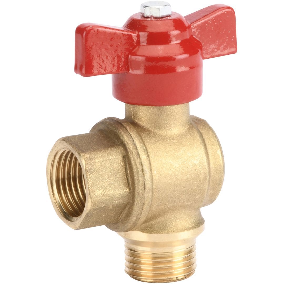 Sferaco - Vanne sphère laiton CW617N équerre manette rouge femelle DN1/2" - mâle DN1/2"