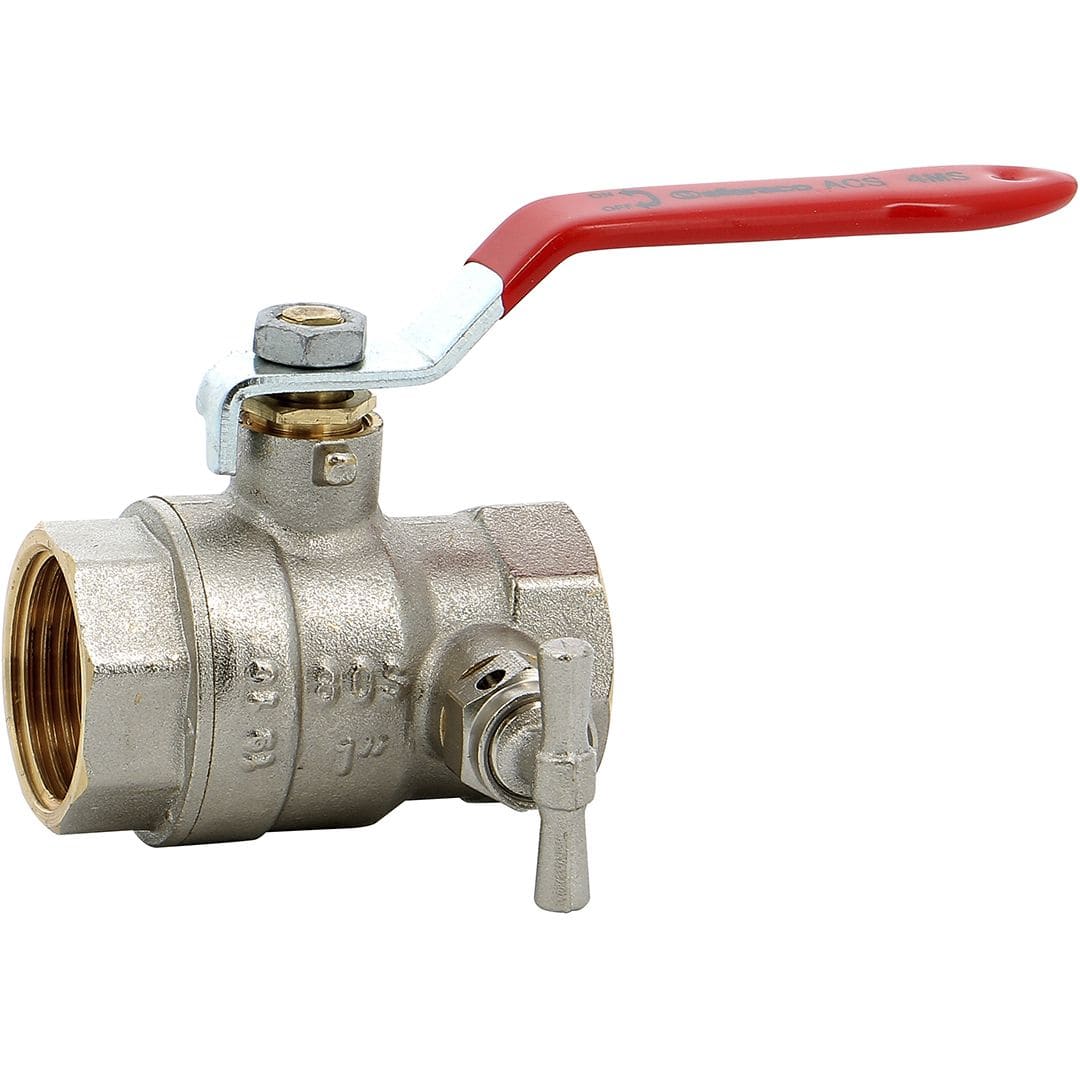 Sferaco - Vanne sphère laiton titré Bât+ femelle femelle BSP DN2'' purge poignée rouge