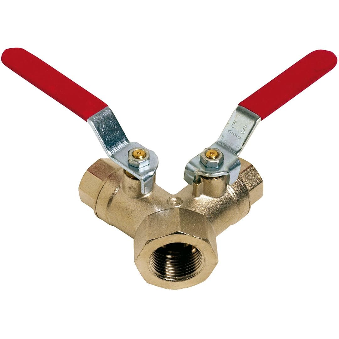 Sferaco - Vanne à sphère laiton 3 voies en Y Série 589 Femelle BSP 1xDN3/4"-2xDN1/2"