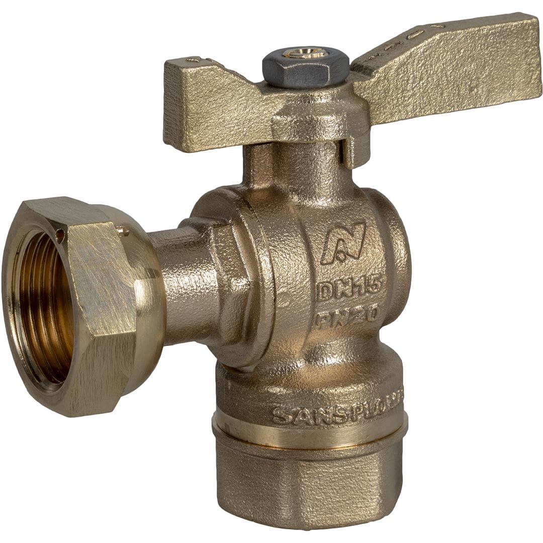Sferaco - Robinet compteur 660 DN15 équerre femelle DN1/2" - écrou DN3/4" manette laiton