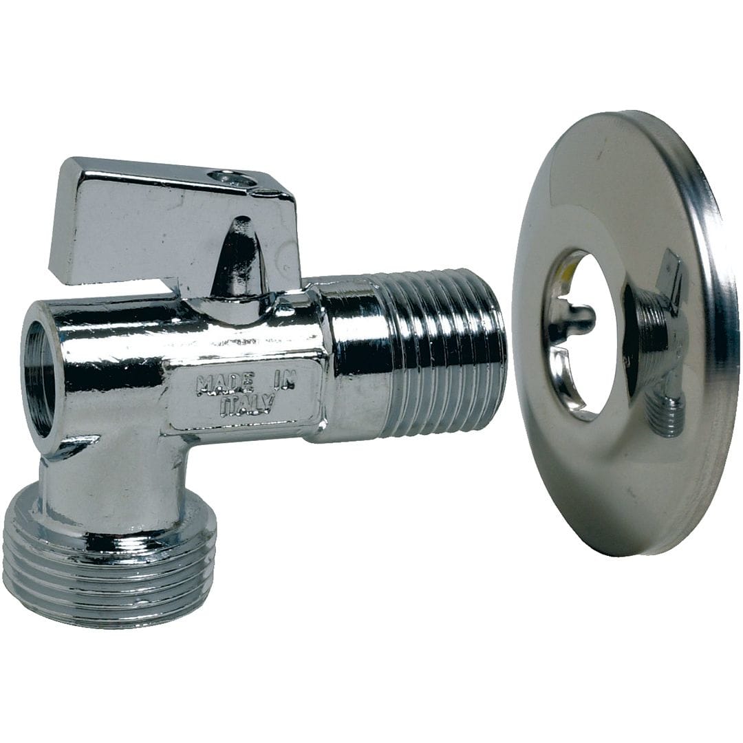 Sferaco - Vanne à sphère laiton équerre machine à laver avec rosace Série 684 M1/2"-M3/4"