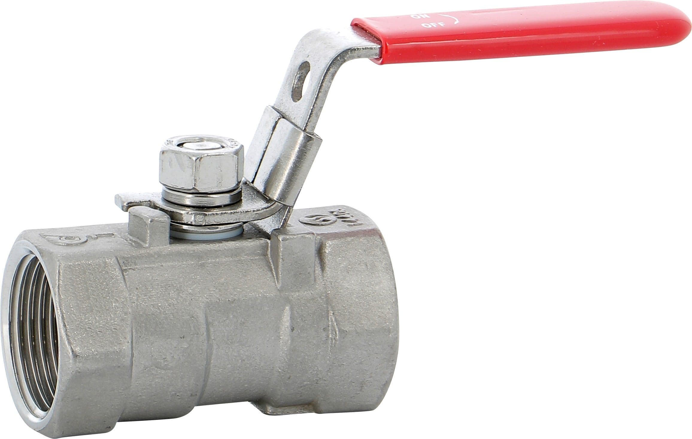 Sferaco - Vanne à sphère inox monobloc PN40 Série 708 à poignée rouge Femelle BSP DN3/8"