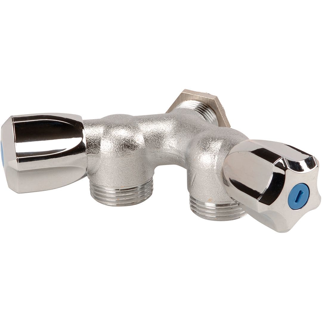 Sferaco - Robinet machine à laver laiton double mâle Y centre mâle avec écrou Série 1334