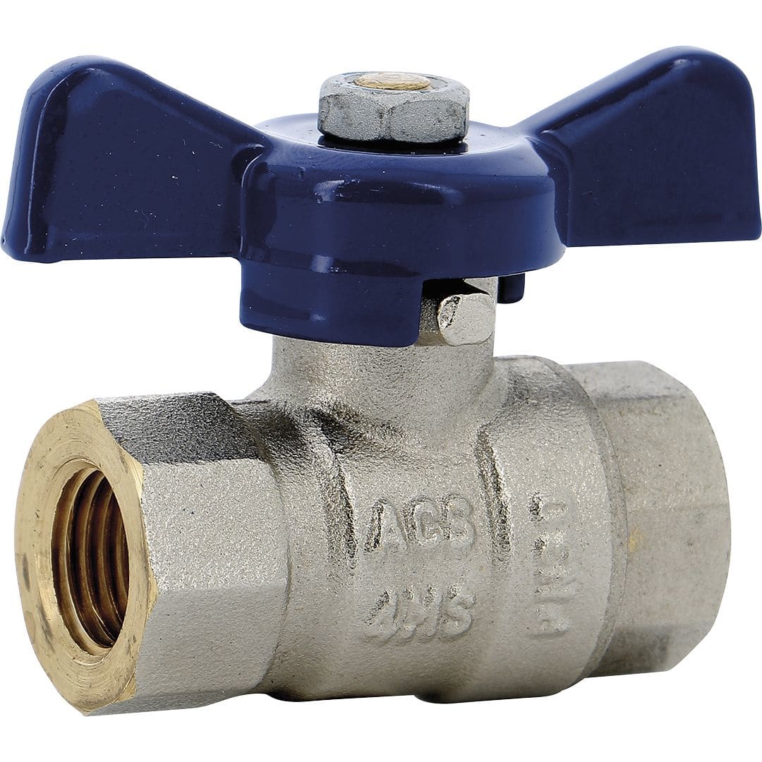 Sferaco - Vanne sphère laiton titré 4MS Bâtiment+ femelle femelle BSP manette bleue DN3/8"