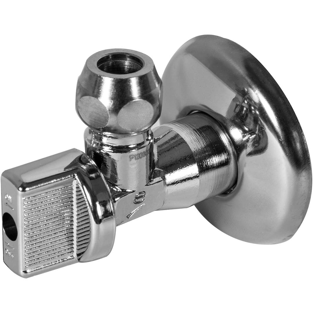 Sferaco - Robinet laiton chromé équerre avec rosace pour lavabo Série 640 M1/2"-D10