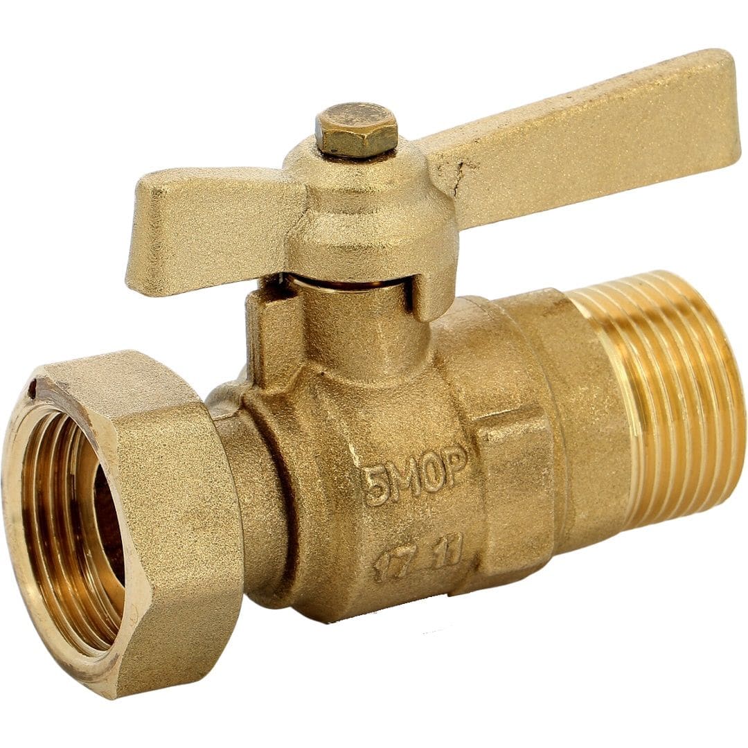 Sferaco - Robinet compteur 649 DN15 droit mâle 1/2" - écrou 3/4" manette laiton 2/3-1/3