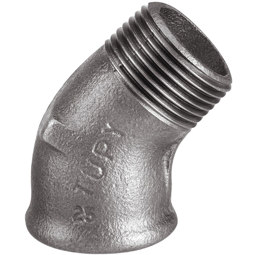 Sferaco - Raccord fonte malléable coude male femelle petit rayon 45° Série 121N noir 3"